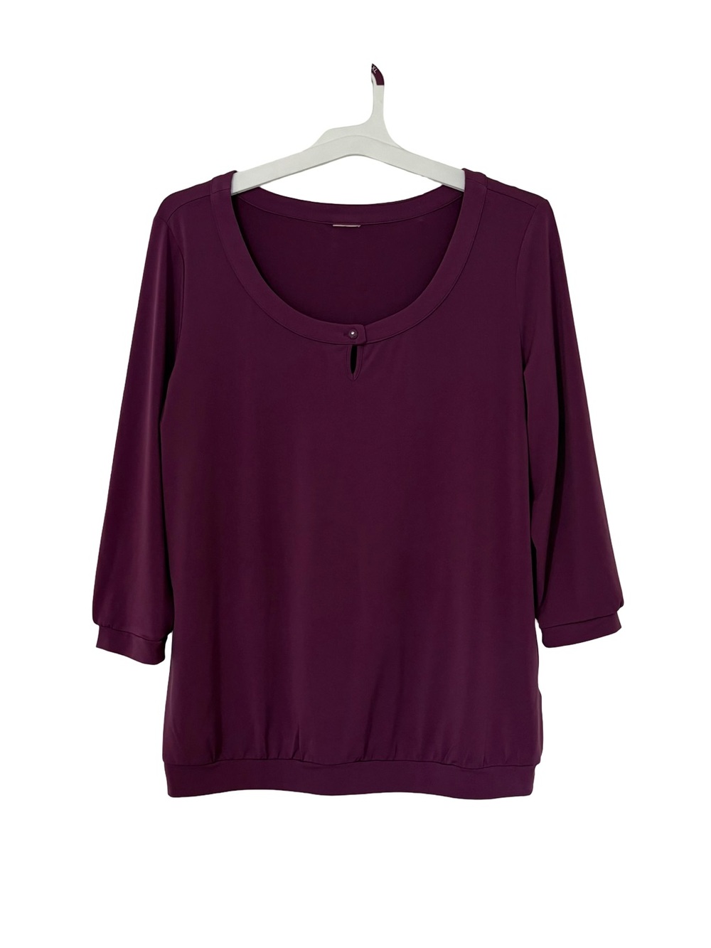 Women's Deep Plum Scoop Neck 3/4 Sleeve Top
